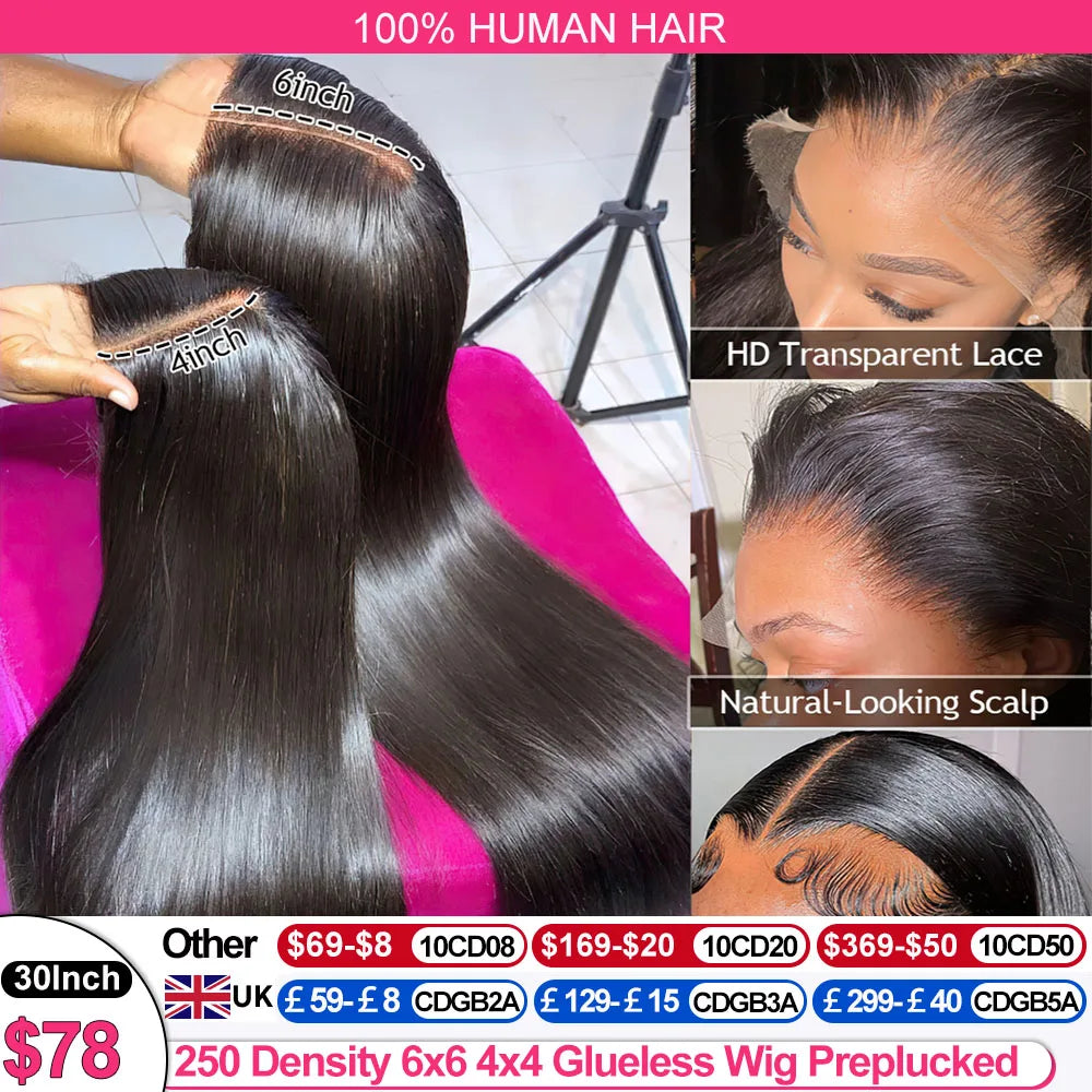 250 Density Glueless Human wig