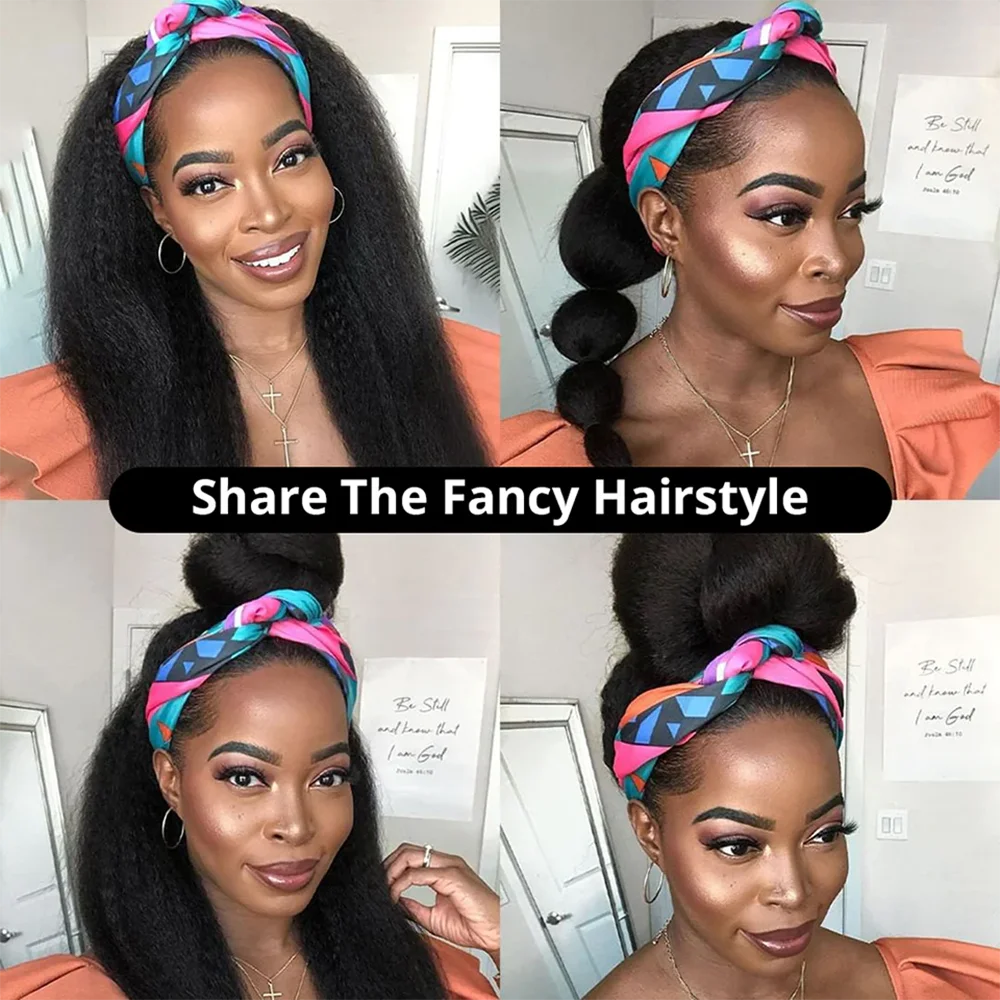 Perruque bando Kinky Straight human hair