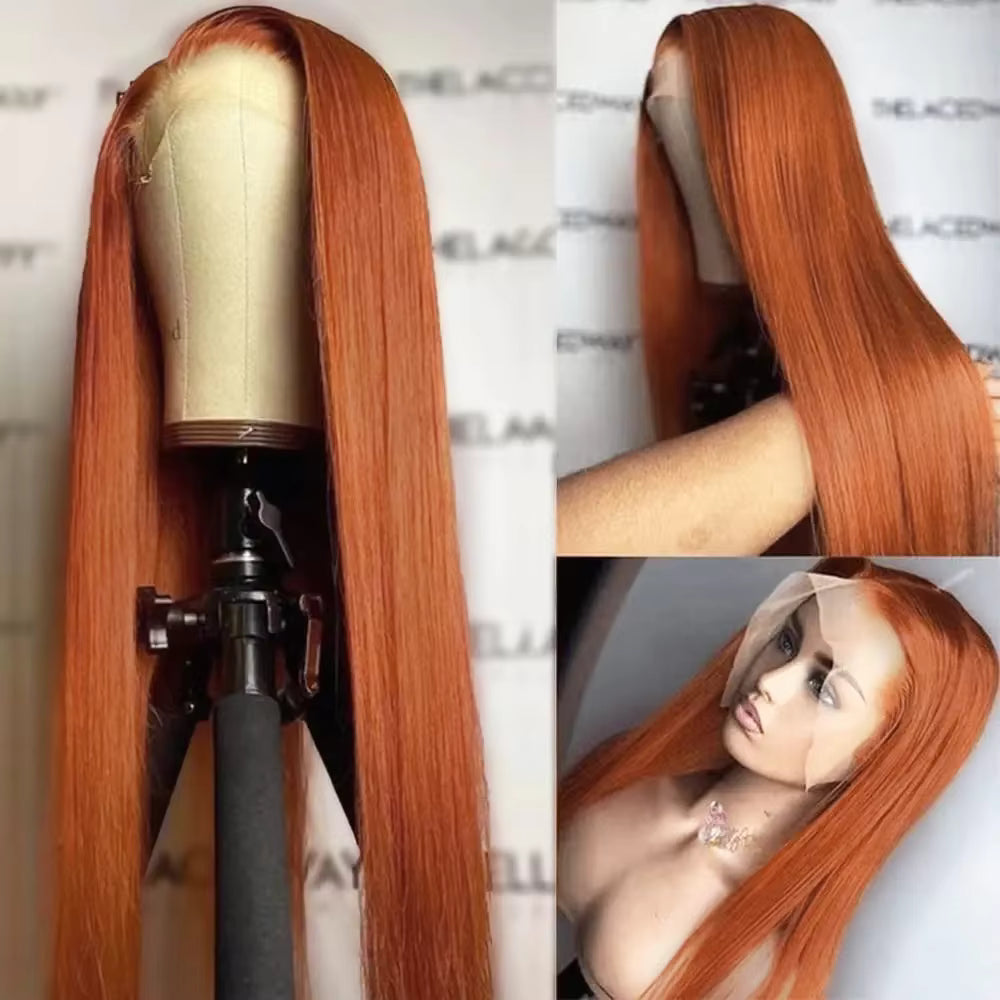 Perruque Blend hair lisse couleur gingembre orange.