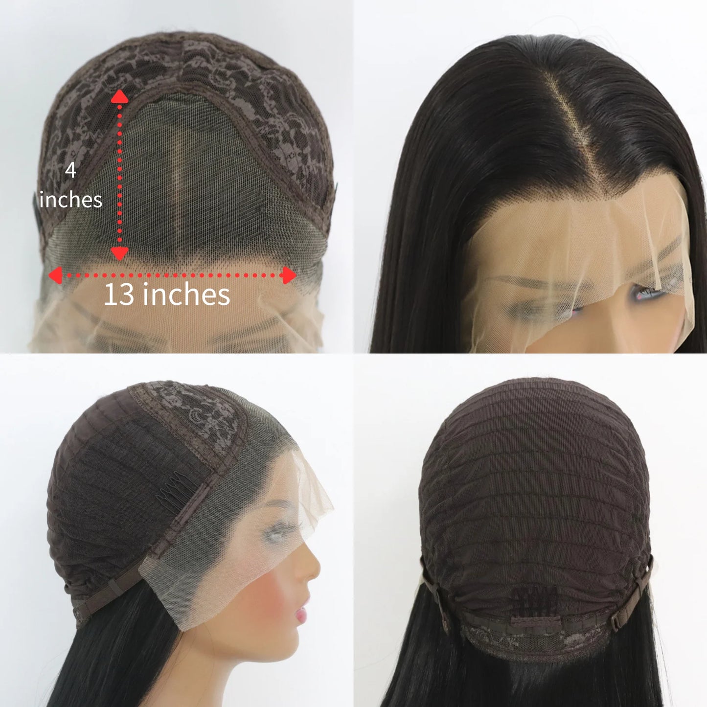 13x4 Lace Front Wigs - Perruques Lisses en Fibres Synthétiques de Haute Qualité.
