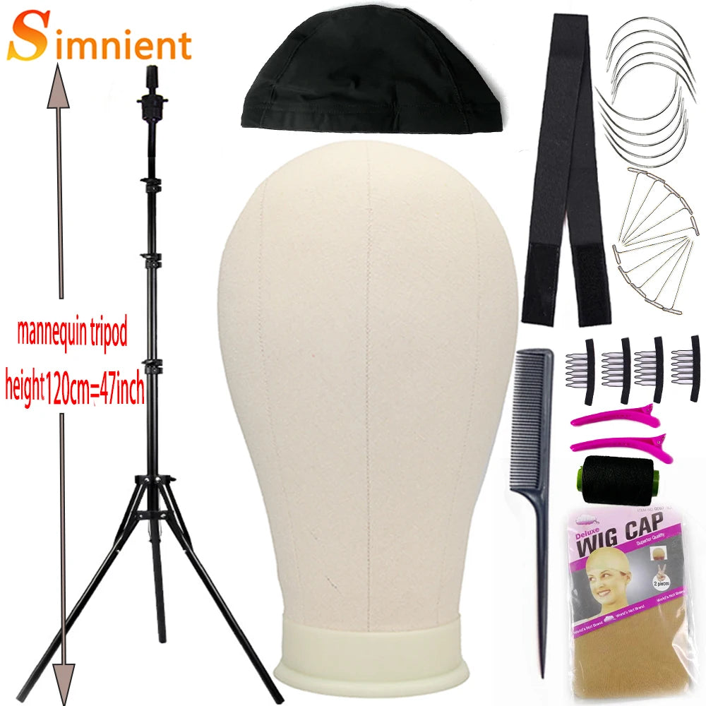Tête d'entraînement pour mannequin, épingles en T gratuites et un kit d'installation de perruques
