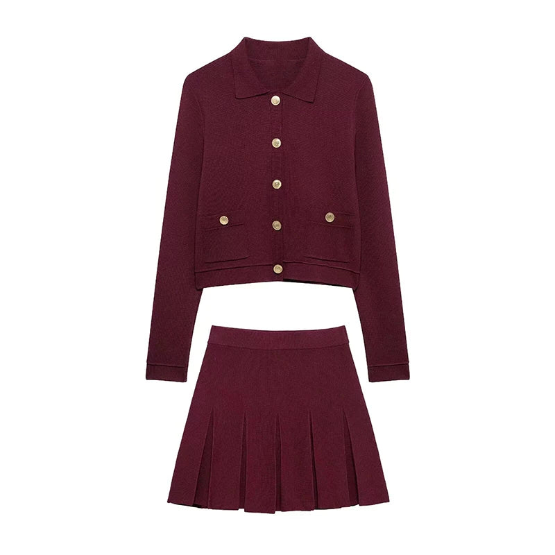 Ensemble en laine bordeau