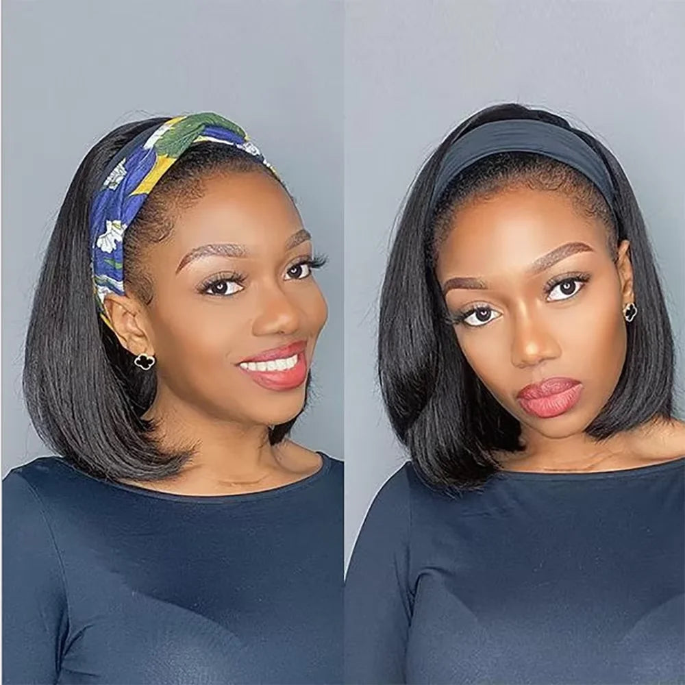 Perruque bando bob Wigs 150% Density Brazilian Human Hair