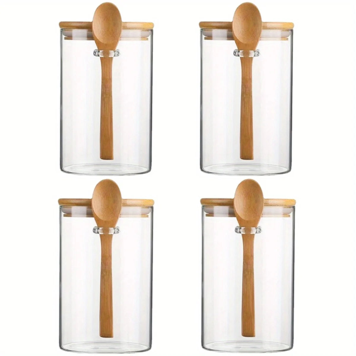 Bocaux en verre hermétiques de 18 oz avec couvercles et cuillères.