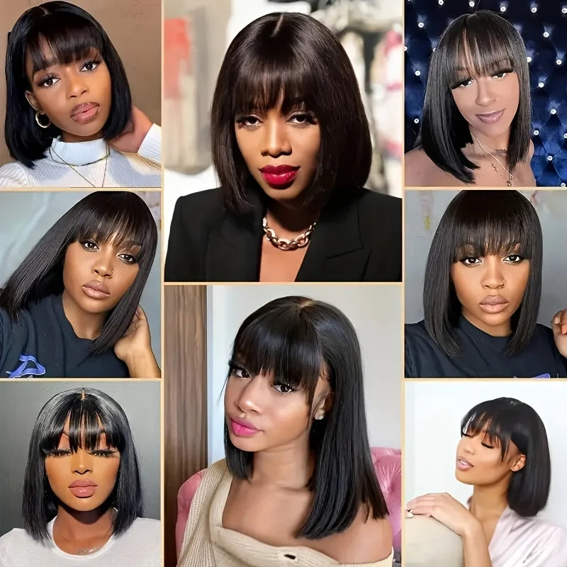 Short Bob Wig Bone Straight 100% Human Hair
