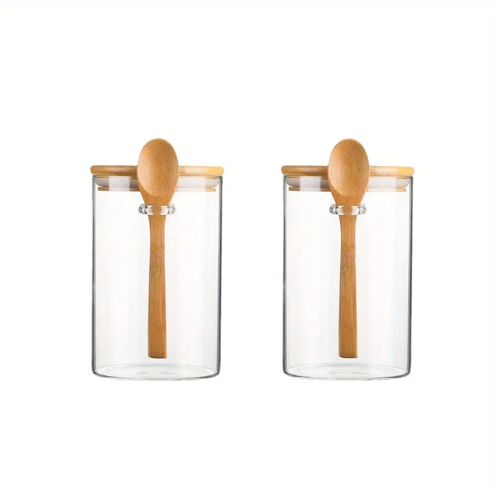 Bocaux en verre hermétiques de 18 oz avec couvercles et cuillères.