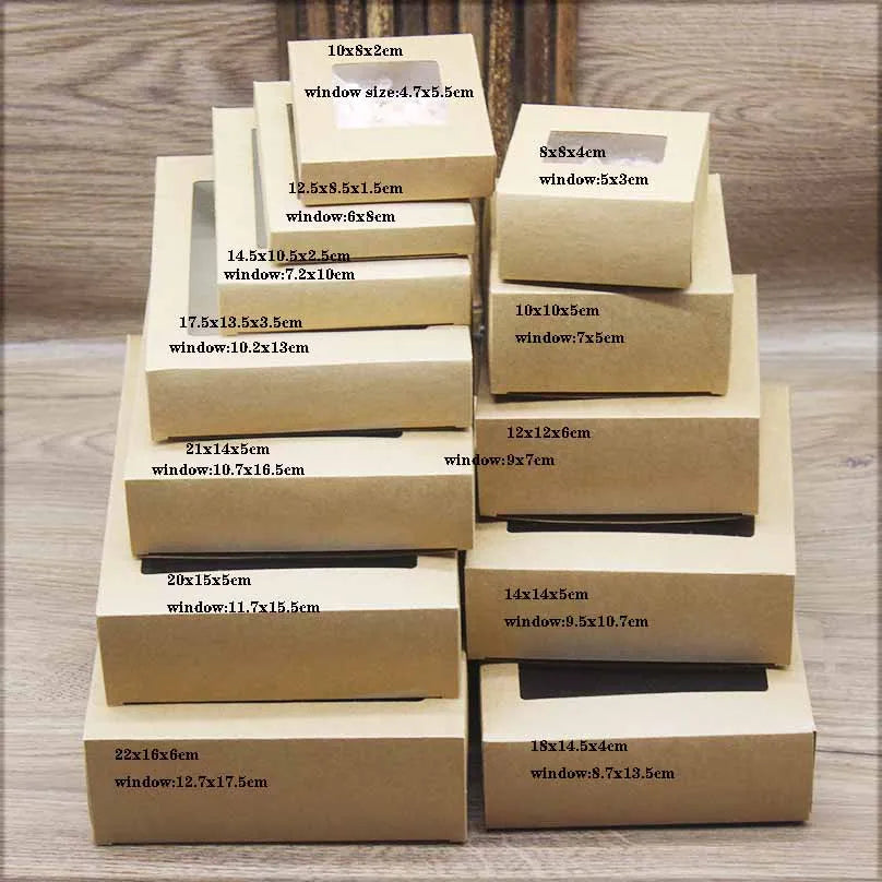 Lot de 10 boîtes en papier kraft vintage.