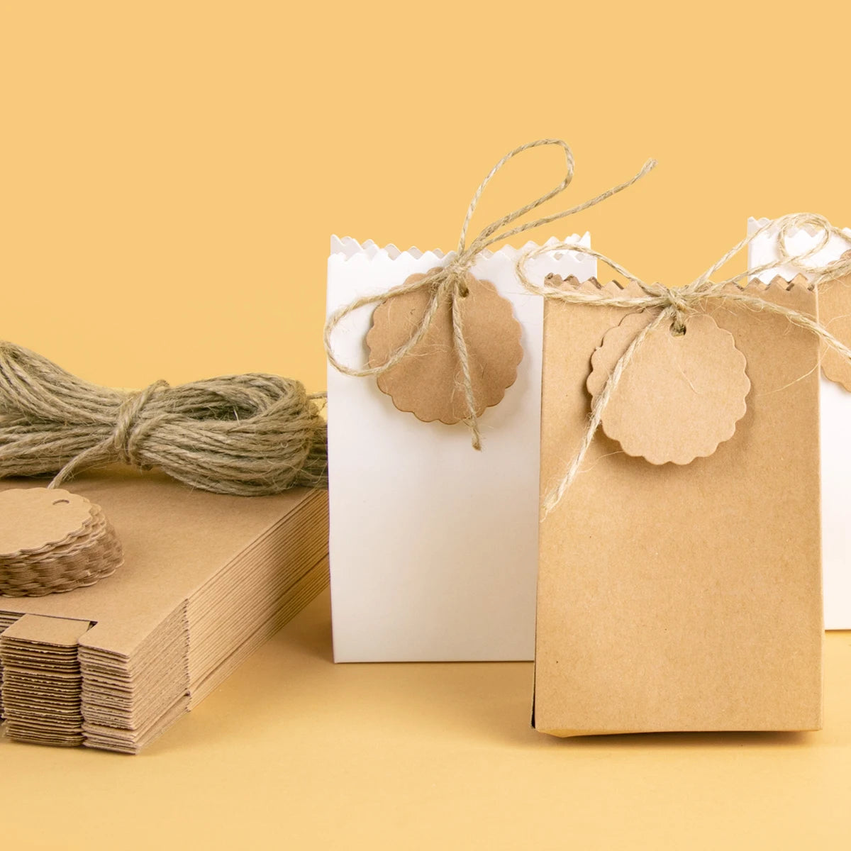 Lot de 10/20/30 sacs cadeaux rétro en papier kraft DIY