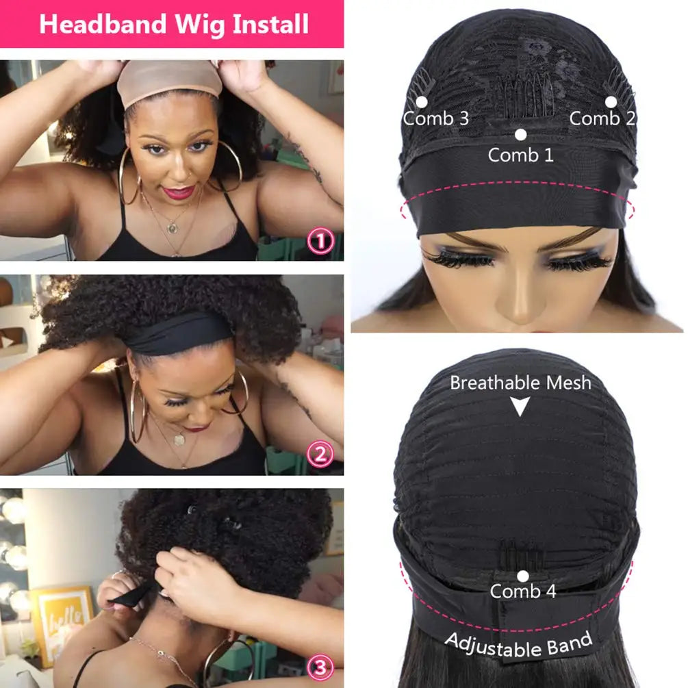 Perruque bando Human Hair Water Wave