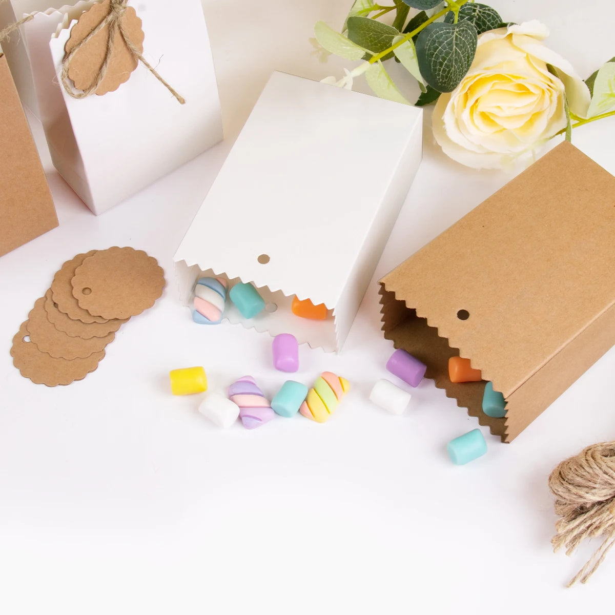 Lot de 10/20/30 sacs cadeaux rétro en papier kraft DIY
