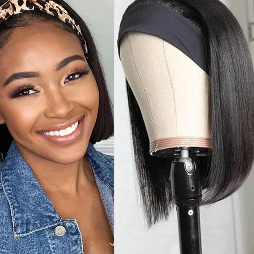Perruque bando bob Wigs 150% Density Brazilian Human Hair