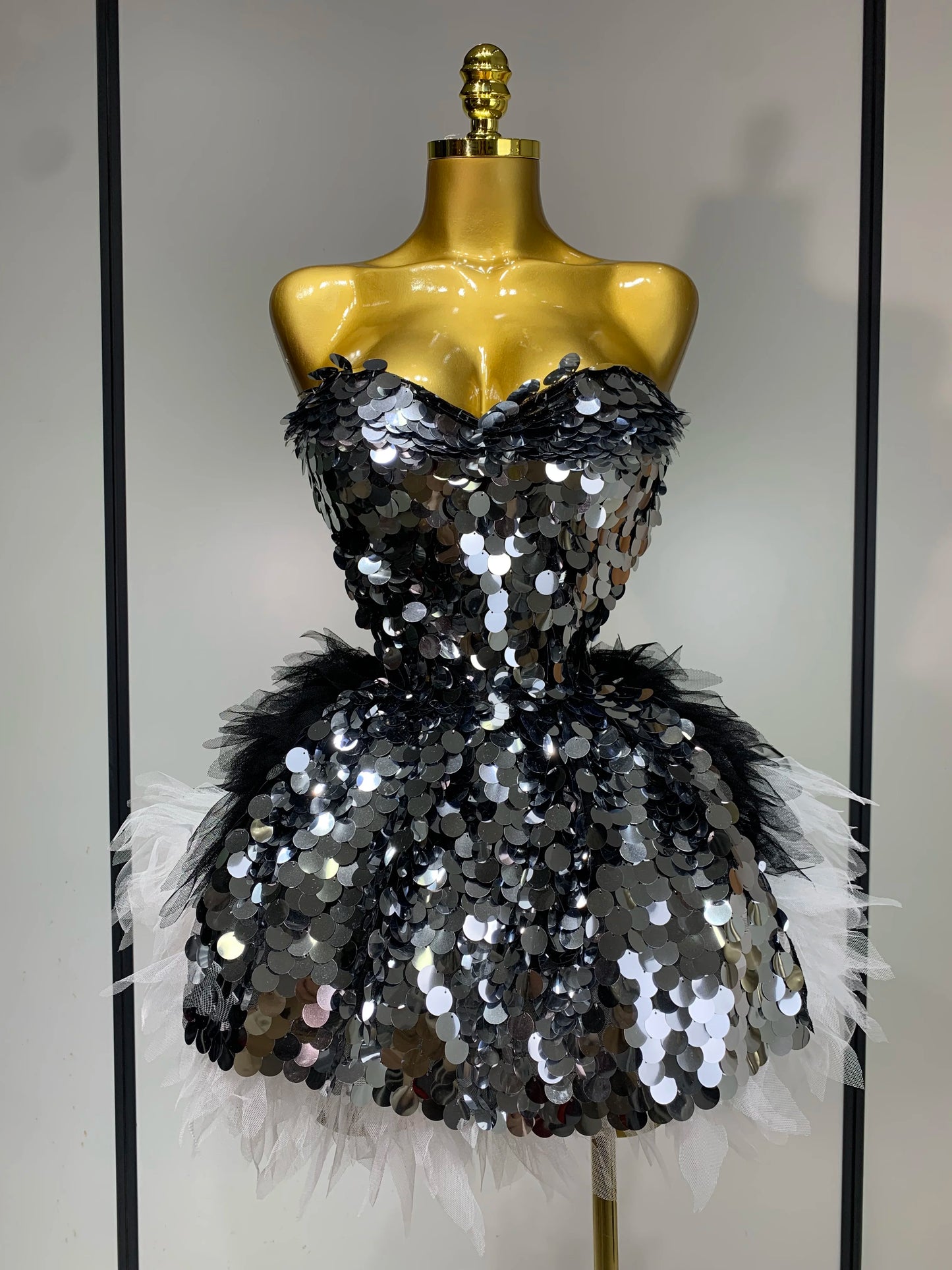 Ensemble deux pièces à paillettes noires scintillantes