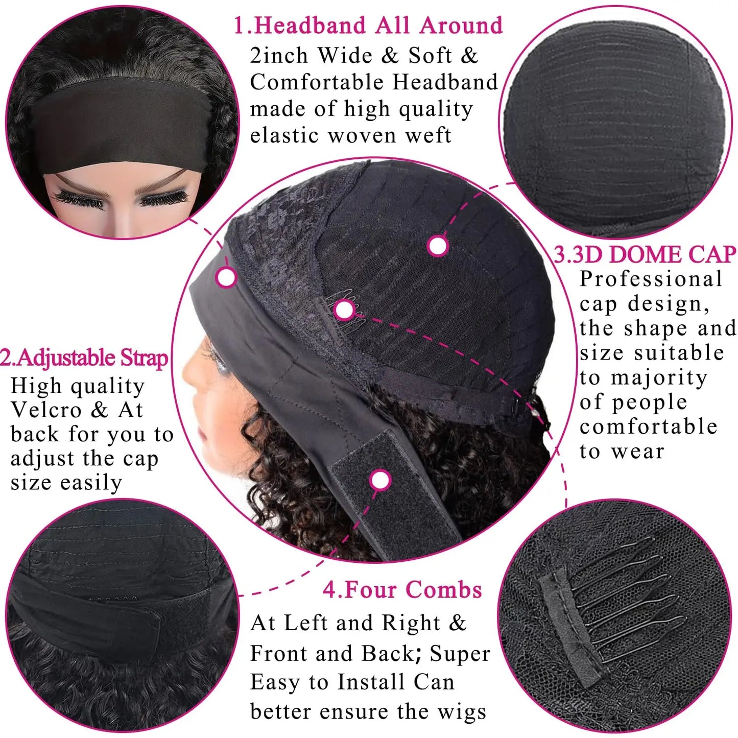 Perruque bando Human Hair Water Wave