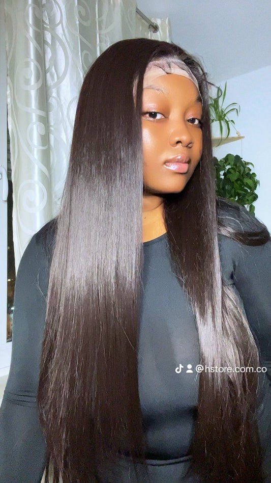 Perruque HD à dentelle frontale noire et blonde.