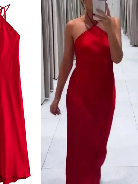Robe satinée dos nu