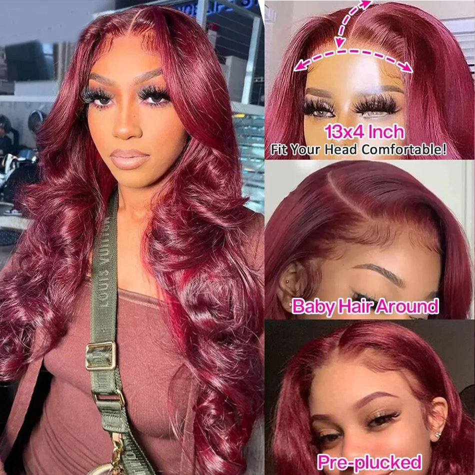 Body Wave Lace Front Wig Red HD Lace Frontal Wigs