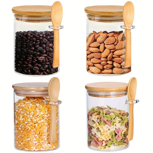 Bocaux en verre hermétiques de 18 oz avec couvercles et cuillères.