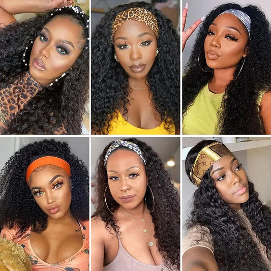 Perruque bando Human Hair Kinky Curly
