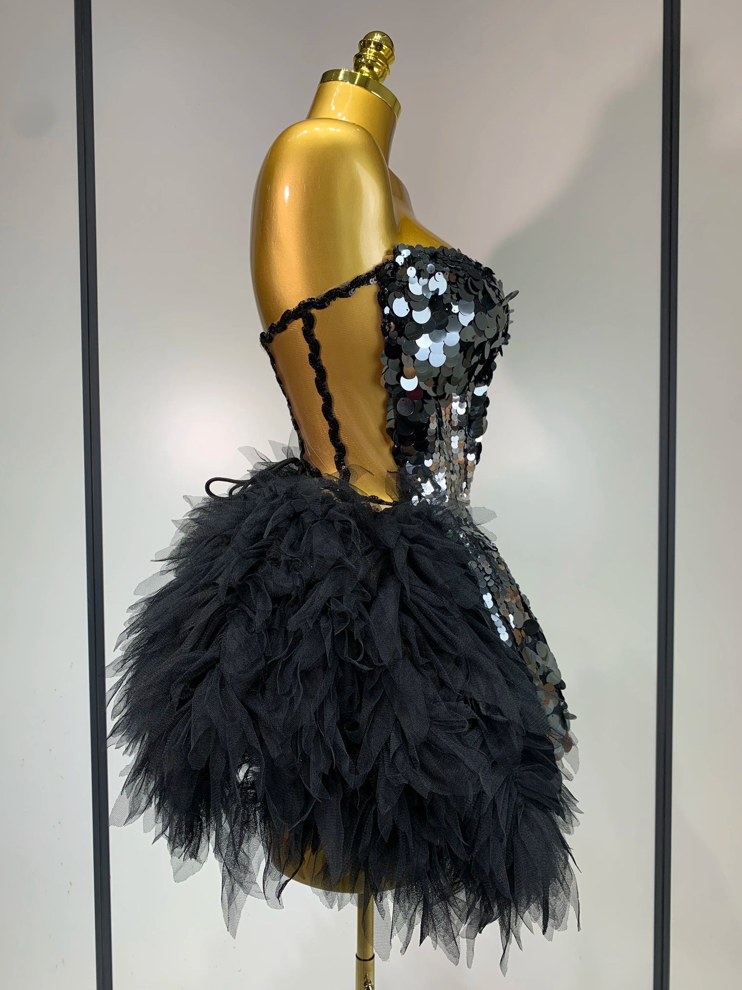 Ensemble deux pièces à paillettes noires scintillantes