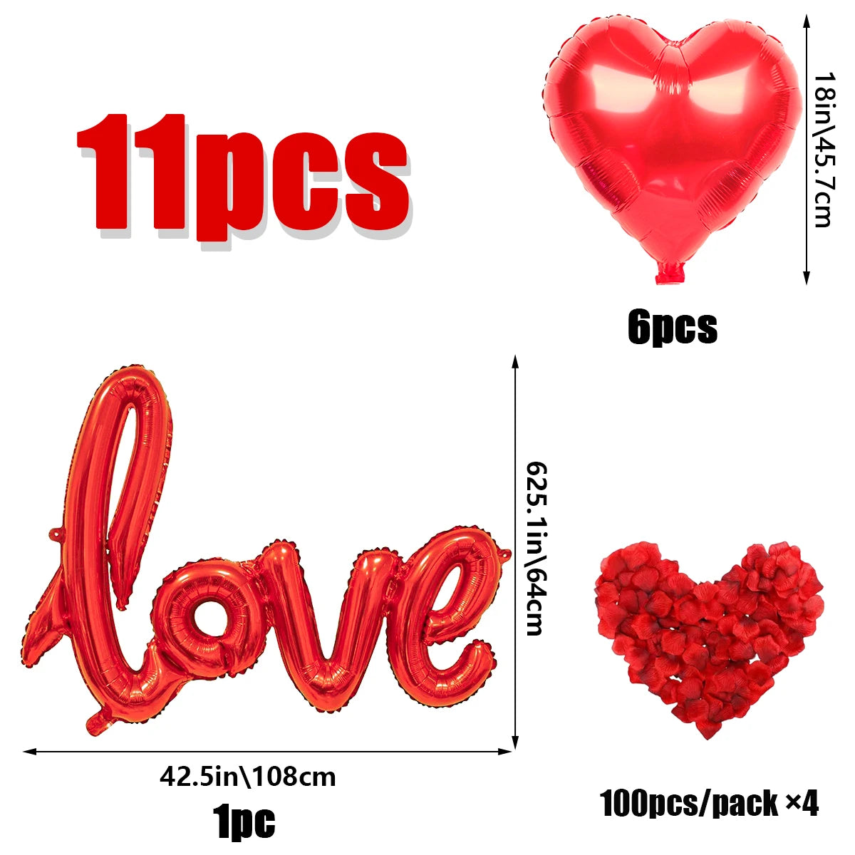 Ensemble de 407 pièces de ballons rouges+ Love