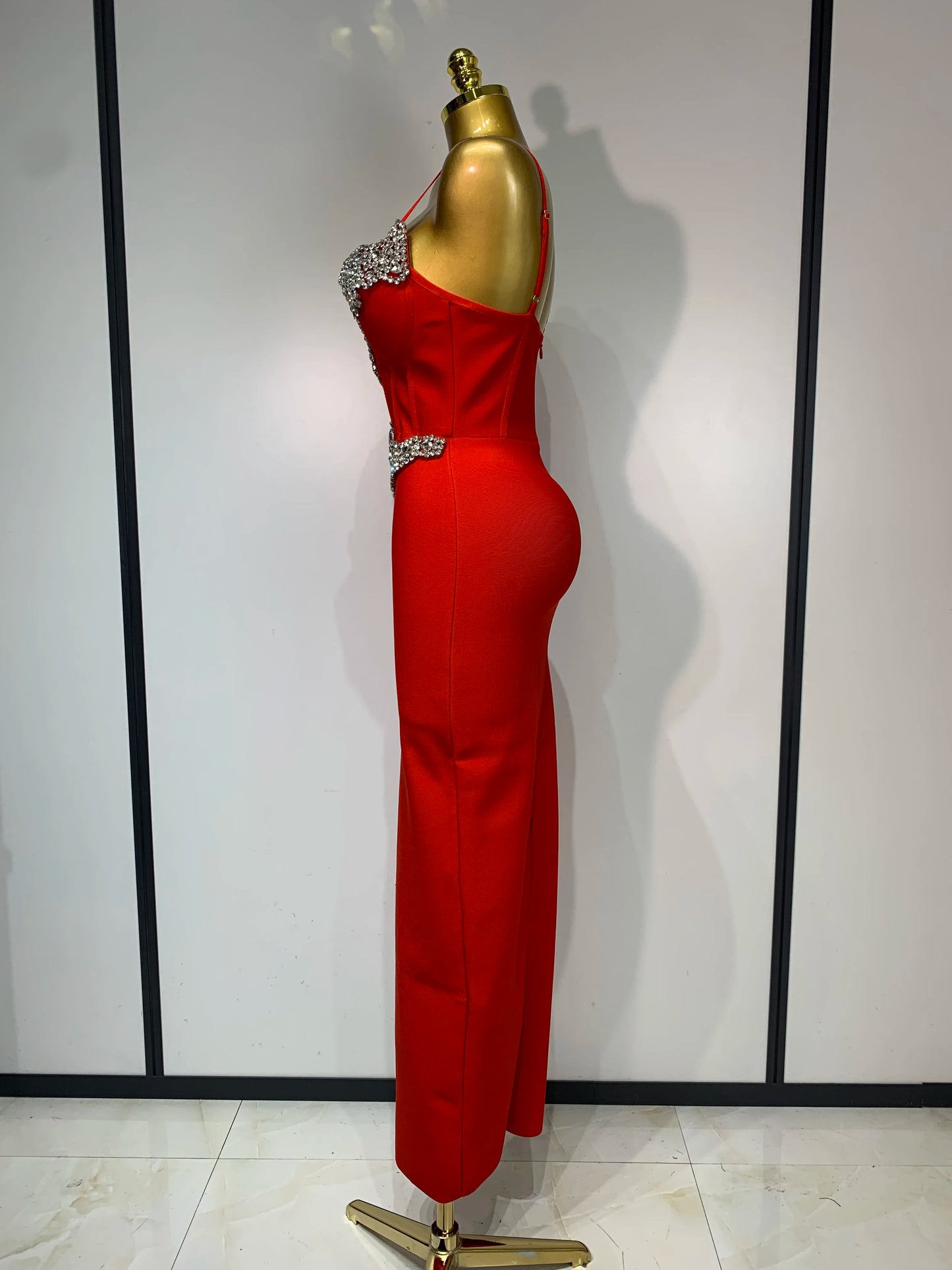 Robe moulante, robe sexy avec strass dos nu