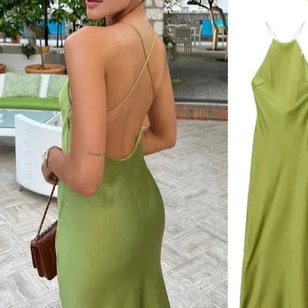 Robe sans manches en satin de soie Tanksilk