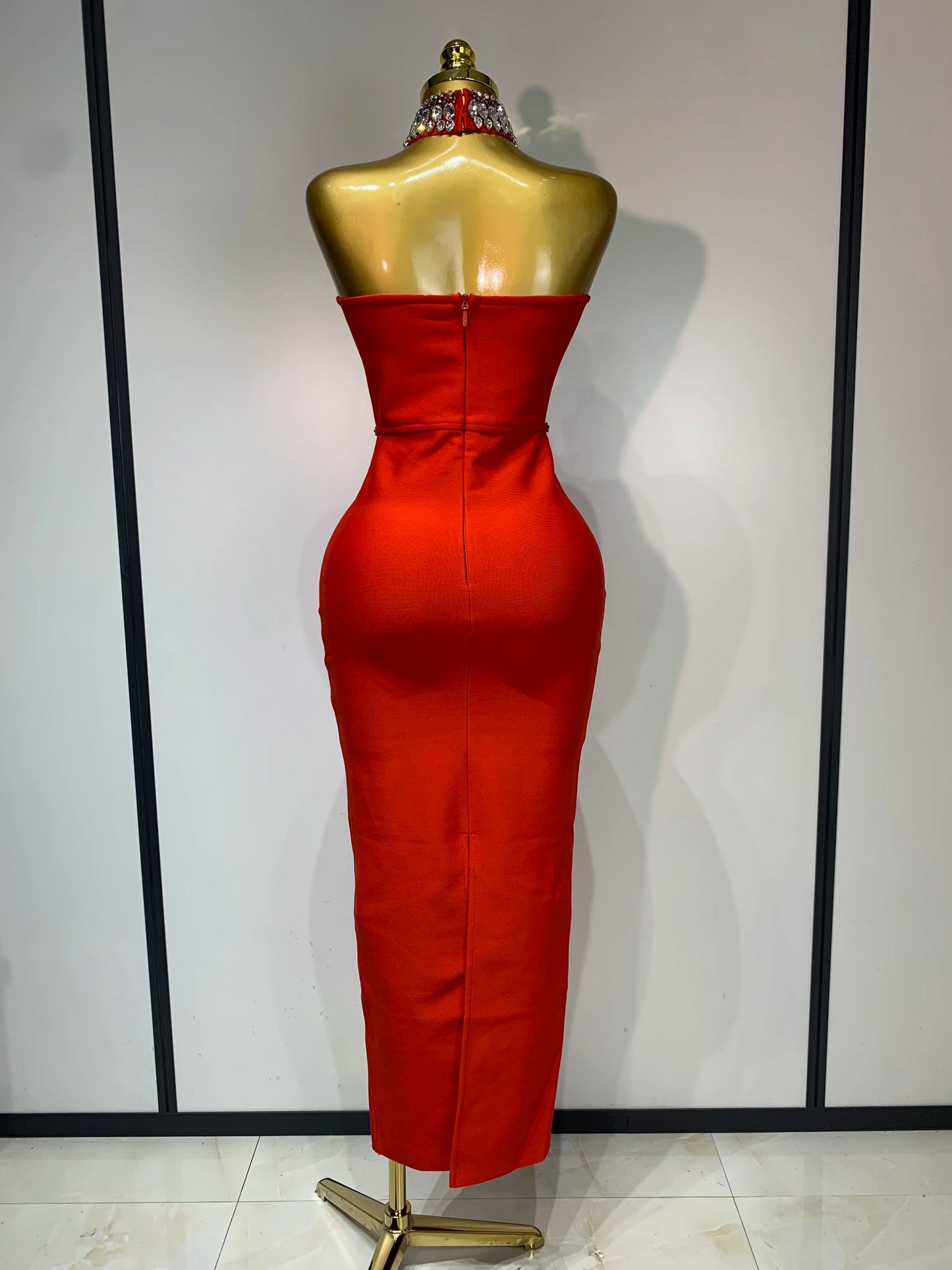 Robe longue moulante sans bretelles