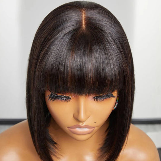 Short Bob Wig Bone Straight 100% Human Hair