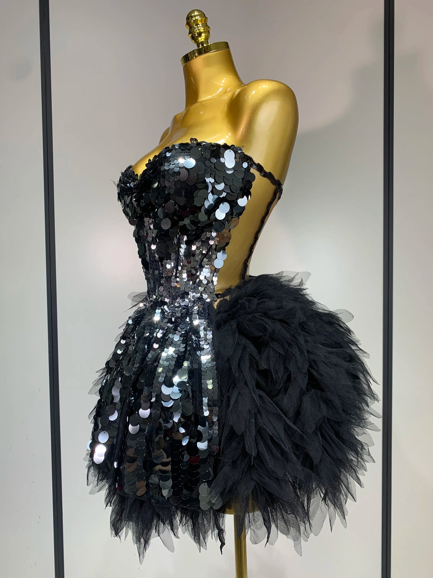 Ensemble deux pièces à paillettes noires scintillantes