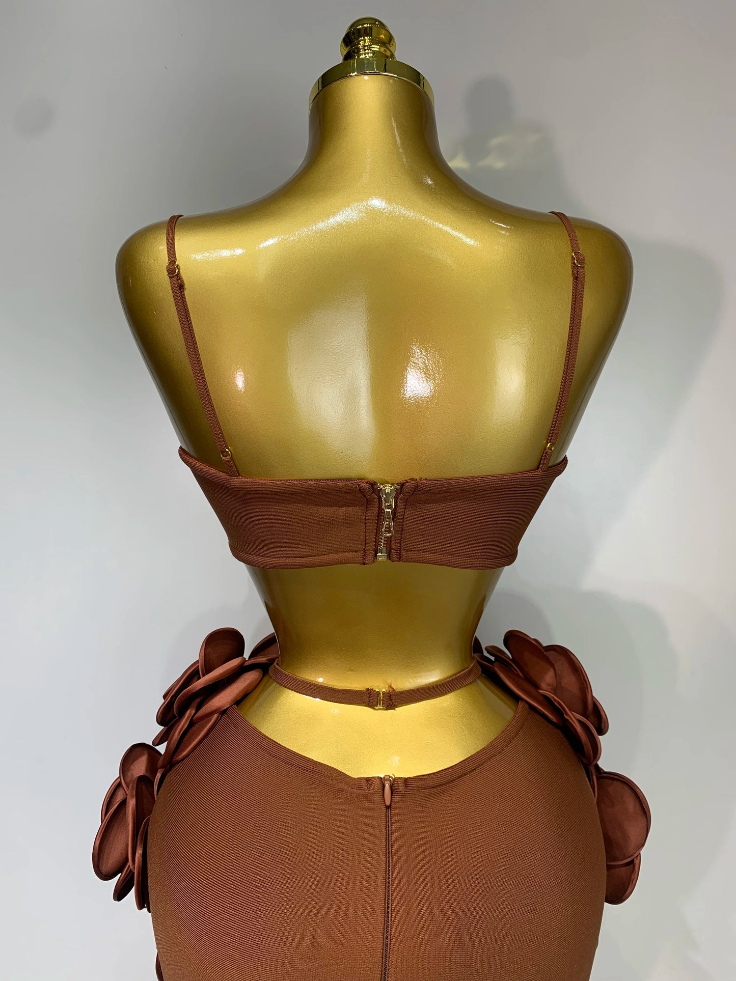 Ensemble 2 pièces pour femme : Caraco sexy, jupe longue à bandages floraux