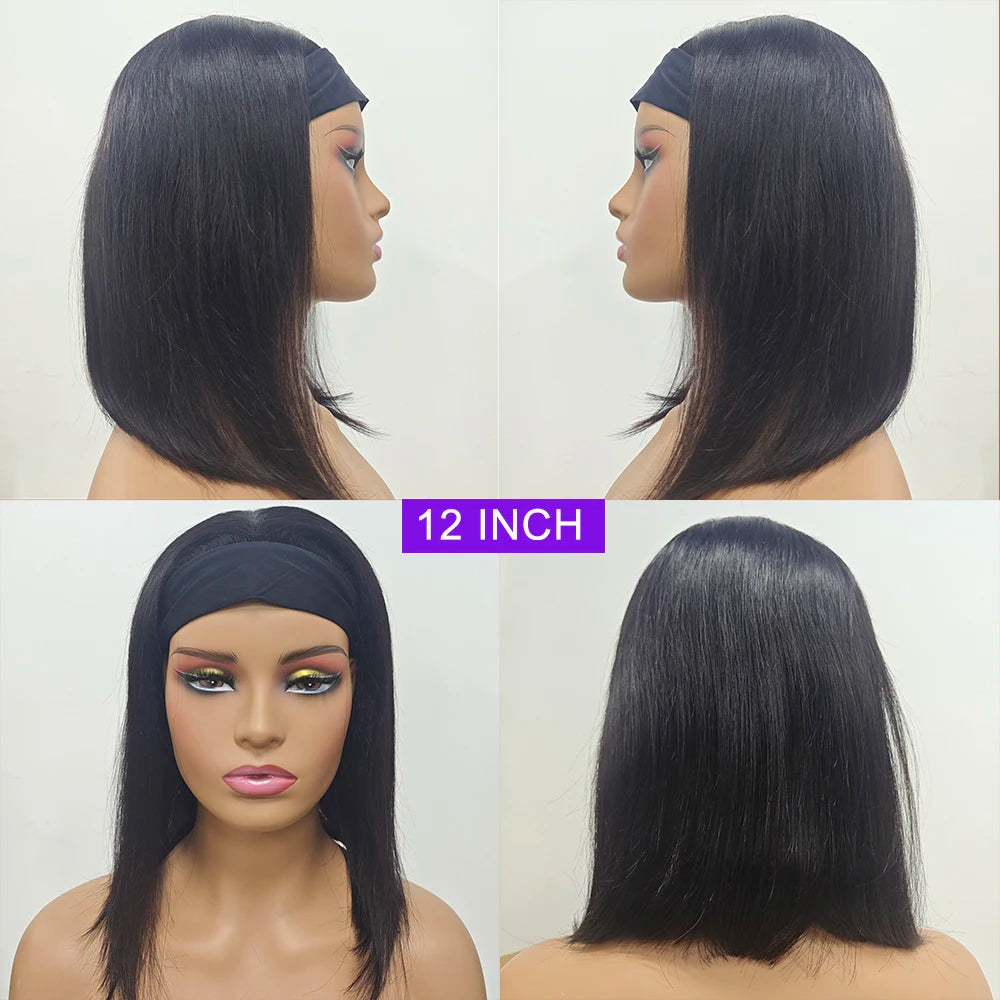 Perruque bando bob Wigs 150% Density Brazilian Human Hair