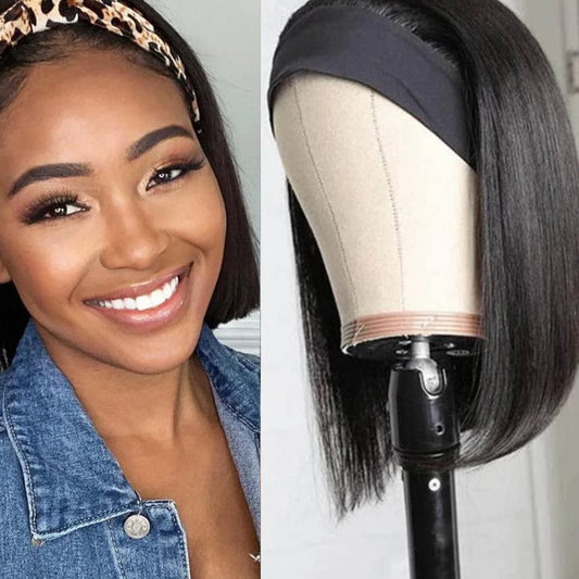 Perruque bando bob Wigs 150% Density Brazilian Human Hair