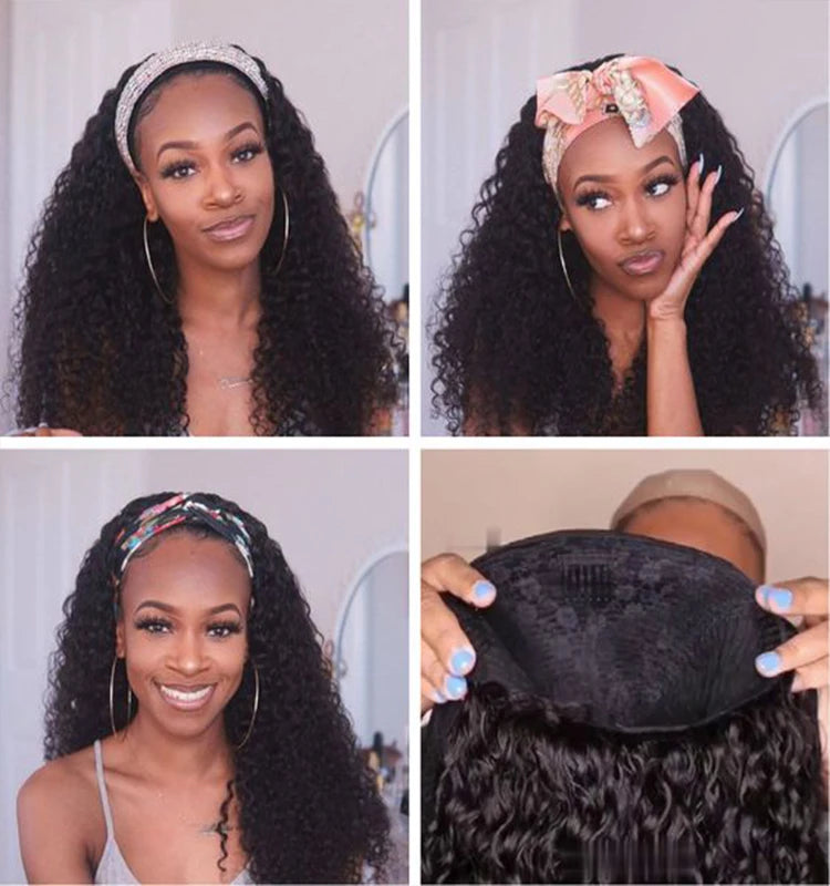 Perruque bando Human Hair Kinky Curly
