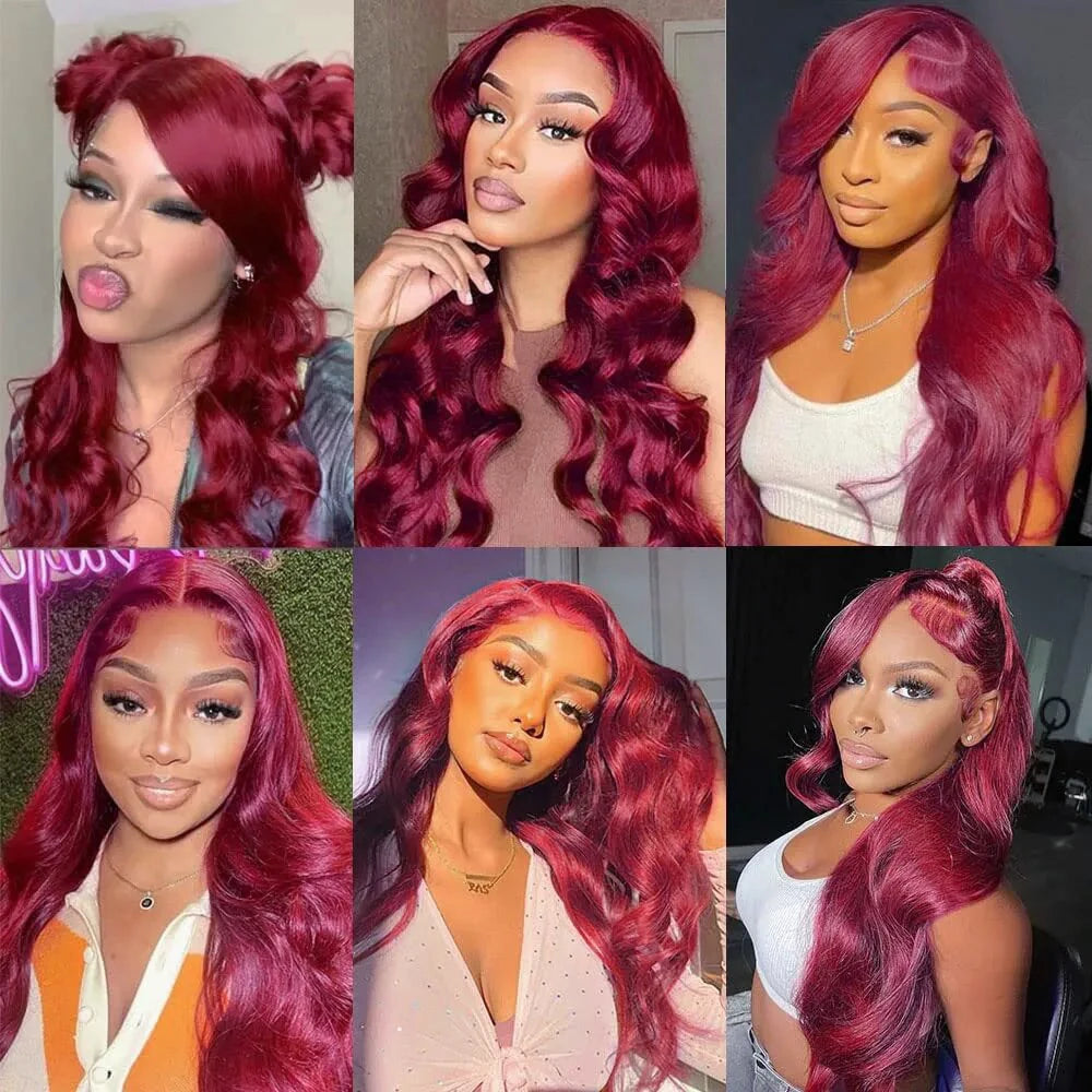 Body Wave Lace Front Wig Red HD Lace Frontal Wigs