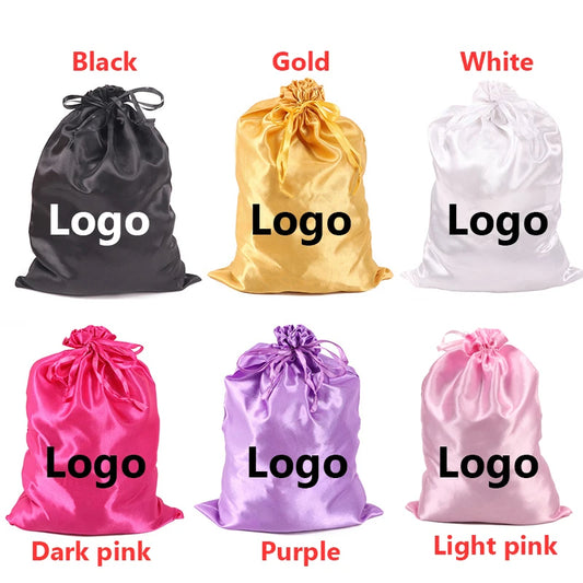 Sacs en satin personnalisés avec logo